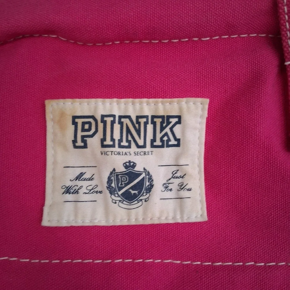 PINK Victoria's Secret Bag RARE HTF Vintage Y2K Heart Charm‎ Spellout Weekender